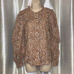 Universal Thread mauve floral prairie blouse size xs